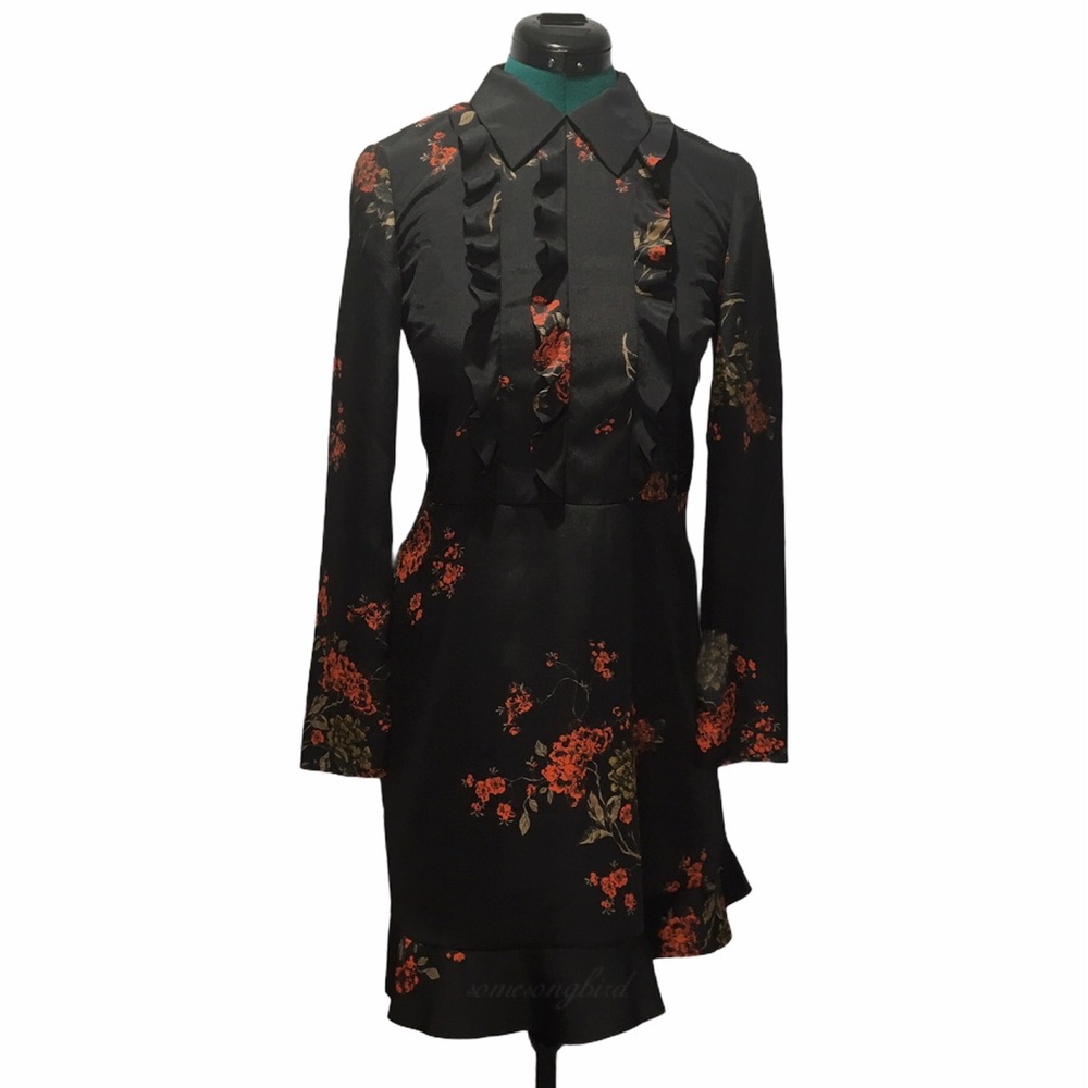 RED Valentino Ruffle Flower Print Short Dress